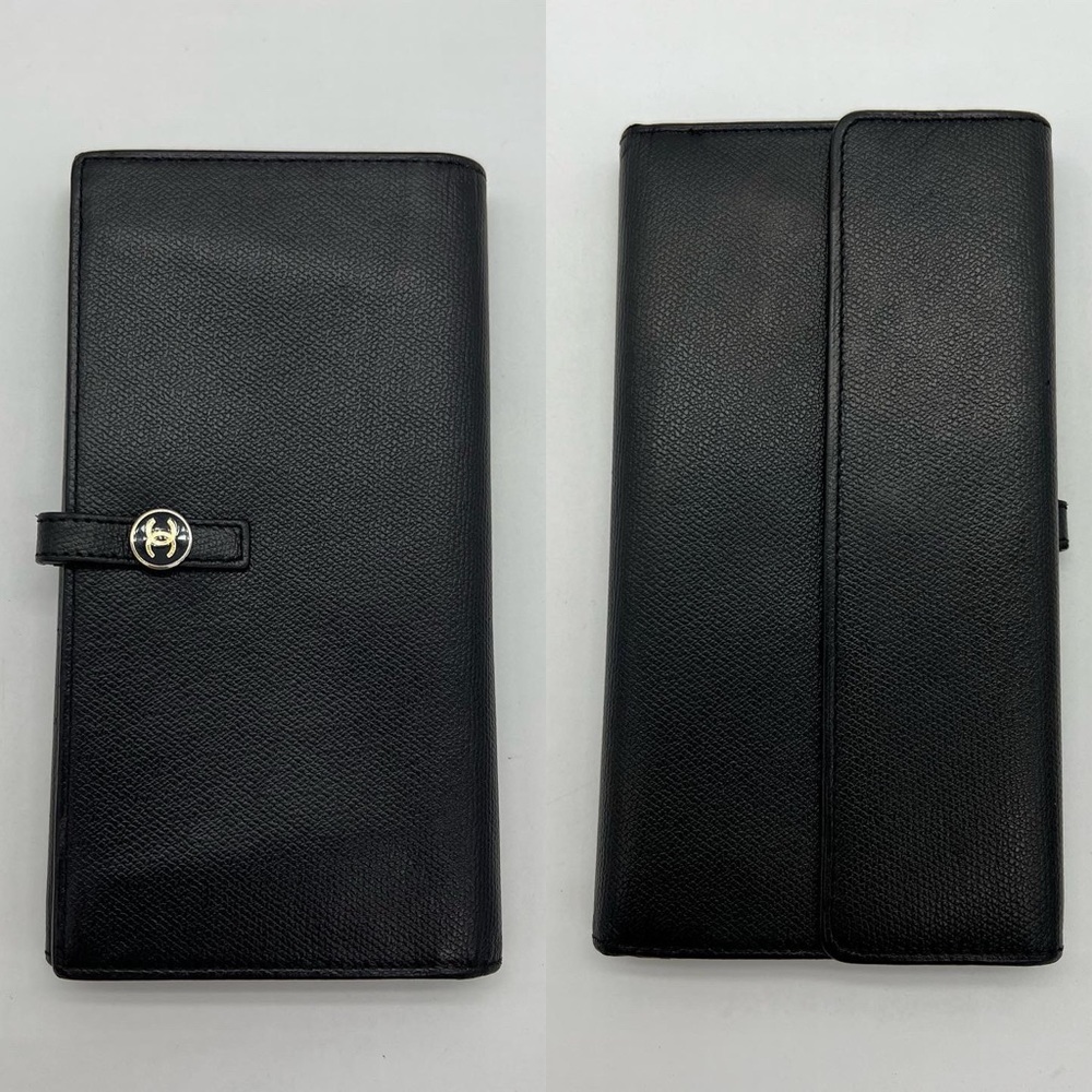 Authentic Chanel Caviar black long wallet